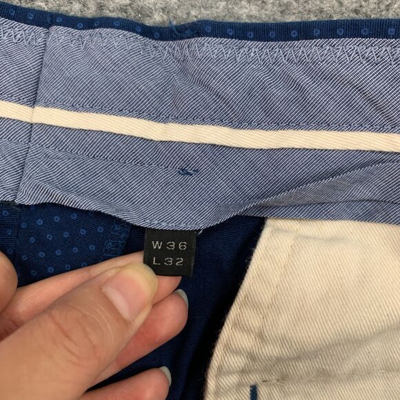 J. Crew Bowery Dress Pant Mens 36 Navy Dot Printed Flat Front Cotton Trousers - Picture 6 of 13